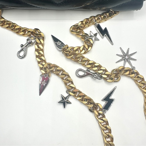 New Rebecca Minkoff Edie Leather Crossbody Bag Black Celestial Charm Quilted - Picture 6 of 14